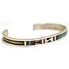 Image 2 : Zuni Multi-Stone Inlay Sterling Silver Cuff Bracelet - Charlotte Dishta