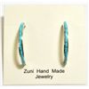 Image 1 : Zuni Turquoise Half-Ring Sterling Silver Post Earrings