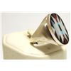 Image 2 : Zuni Multi-Stone Inlay Sterling Silver Men's Ring - Charlotte Dishta