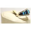 Image 2 : Zuni Multi-Stone Channel Inlay Sterling Silver Men's Ring - D. Panteah