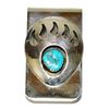 Image 1 : Navajo Turquoise Sterling Silver Bear Paw Money Clip - Joey McCray