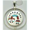 Image 1 : Zuni Multi-Stone Spinner Rainbow Kachina and Sun Design Pendant - Fred & Lolita Natachu