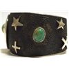 Image 3 : Navajo Green Fox Turquoise Sterling Silver Moon & Stars Cuff Bracelet - Shakey