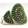 Image 2 : Navajo Green Turquoise Needlepoint Sterling Silver Cuff Bracelet - Violet Begay