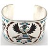 Image 2 : Zuni Multi-Stone Inlay Knifewing Kachina Sterling Silver Cuff Bracelet - Dennis & Nancy Edaakie