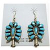 Image 1 : Navajo Turquoise Sterling Silver Squash Blossom French Hook Earrings - Lisa Williams