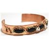 Image 2 : Zuni Onyx Copper Coral-Eyed Snake Cuff Bracelet - Effie Calavaza