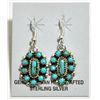 Image 1 : Navajo Turquoise Cluster Sterling Silver French Hook Earrings