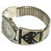 Image 2 : Zuni Multi-Stone Inlay Sterling Silver Men's Watch - Leander & Lisa Otholi