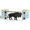 Image 1 : Zuni Multi-Stone Bison Sterling Silver Cuff Bracelet - Rudell & Nancy Laconsello