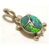 Image 1 : Zuni Green Opal Inlay Sterling Silver Turtle Pendant - Vernon Waikaniwa