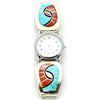 Image 1 : Zuni Coral & Turquoise Men's Watch - Amy Quandelacy