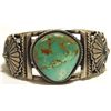 Image 1 : Old Pawn Navajo Green Fox Turquoise Sterling Silver Cuff Bracelet - Emer Thompson