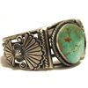 Image 2 : Old Pawn Navajo Green Fox Turquoise Sterling Silver Cuff Bracelet - Emer Thompson