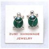 Image 1 : Zuni Malachite Turtle Earrings - Vernon Waikaniwa