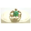 Image 1 : Zuni Blue/Green Opal Inlay Sterling Silver Large Turtle Women's Ring - Vernon Waikaniwa