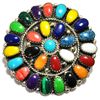 Image 1 : Navajo Multi-Stone Cluster Sterling Silver Pendant & Pin - Juliana Williams