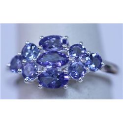 12.45 CTW TANZANITE RING .925 STERLING SILVER