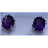 Image 1 : 22.75 CTW AMETHYS AND DIAMOND EARRINGS .925 STERLING SI