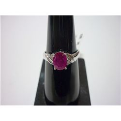 14.75CTW RUBY & DIAMOND RING .925 STERLING SILVER