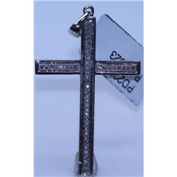 13.65 CTW DIAMOND CROSS PENDANT 14K WHITE GOLD