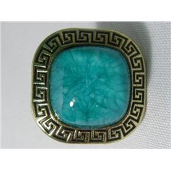 45CTW SKY BLUE BRASS RING SIZE 6