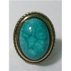 25CTW TEAL OVAL BRASS RING SIZE 6