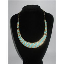 230CTW 5-SLABS SKYBLUE BRASS NECKLACE;18INCH