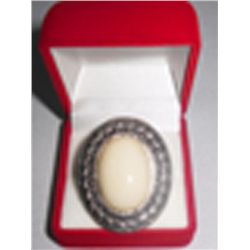 8CTW IVORY OVAL BRASS ADJUSTABLE RING