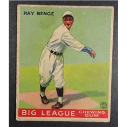 1933 Goudey baseball card #141 BENGE VGEX Book value $165