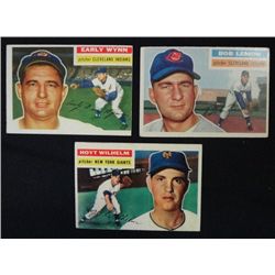 1956 Topps Wynn #187-Lemon #255-Wilhelm #307 +  5 commons #74-82-214-242-289