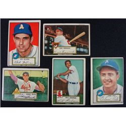 5 1952 TOPPS---Hermanski #16,Bucha rookie #19,Goodman #23,Valo #34,Wellman #41