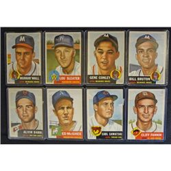 8 1953 TOPPS--- Dark #109,McGhee #195,Sawatski #202,Fannin #203,Bruton rookie