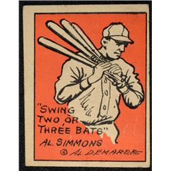 Schutter-Johnson Candy Co. Major League Secrets baseball card #1  AL SIMMONS BAT
