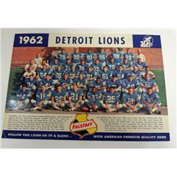 1962 FALSTAFF TEAM PHOTO DETROIT LIONS SCHEDULE