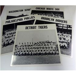 1956 GROUP OF LARGE B&W PHOTOS TIGERS, PHILLIES, SENATORS, WHITE SOX & 55 DODGER