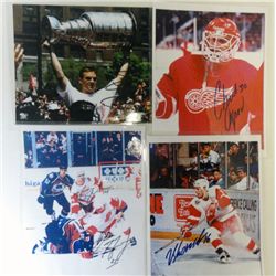 5 DETROIT RED WINGS AUTOGRAPHS ON 4-8X10 PHOTOS