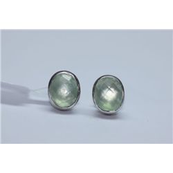 18.80 CTW GREEN TOPAZ EARINGS .925 STERLING SILVER