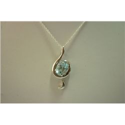 22.90 ctw Blue Topaz  Pendant with chain .925 Sterling