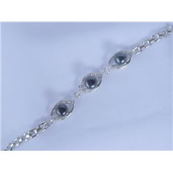 EYE BLACK PEARL CZ SILVER BRACELET***METAL: SILVER; APP