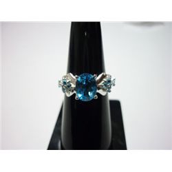 NATURAL 19.75 CTW BLUE TOPAZRING .925 STERLING SILVER