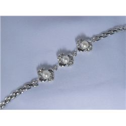 NOBLE WHITE PEARL CZ SILVER BRACELET***METAL: SILVER; A
