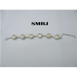 6 WHITE KISHI PEARLS SILVER BRACELET *** METAL: SILVER;