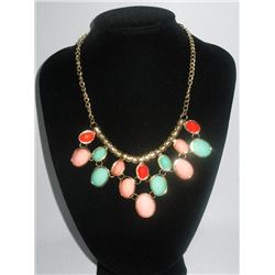 303CTW MULTI-COLOR CHANDELIER BRASS NECKLACE;18INCH