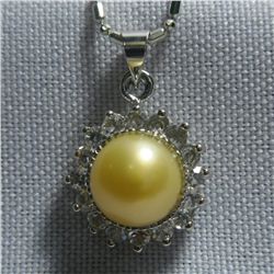 CHAMPAGNE PEARL ROUND CZ NECKLACE; AUTHENTIC PHILIPPINE