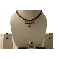 99.80 ctw Garnet (round) Necklace .925 Sterling Silver