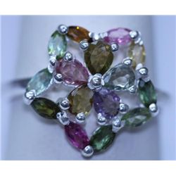 14.25 CTW SEMIPRECIOUS RING .925 STERLING SILVER