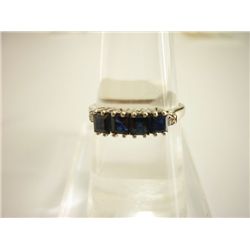 10.00 CTW SAPPHIRE AND DIAMOND RING .925 STERLING SILVE