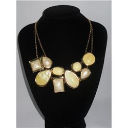 500CTW YELLOW TEARDROP BRASS NECKLACE;18INCH