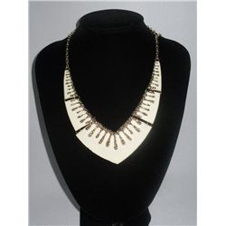 306CTW WHITE VINTAGE BRASS NECKLACE;18INCH